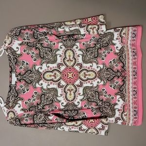 Charter Club 3/4 Sleeve Pink Design Blouse w Shoulder Buttons PS